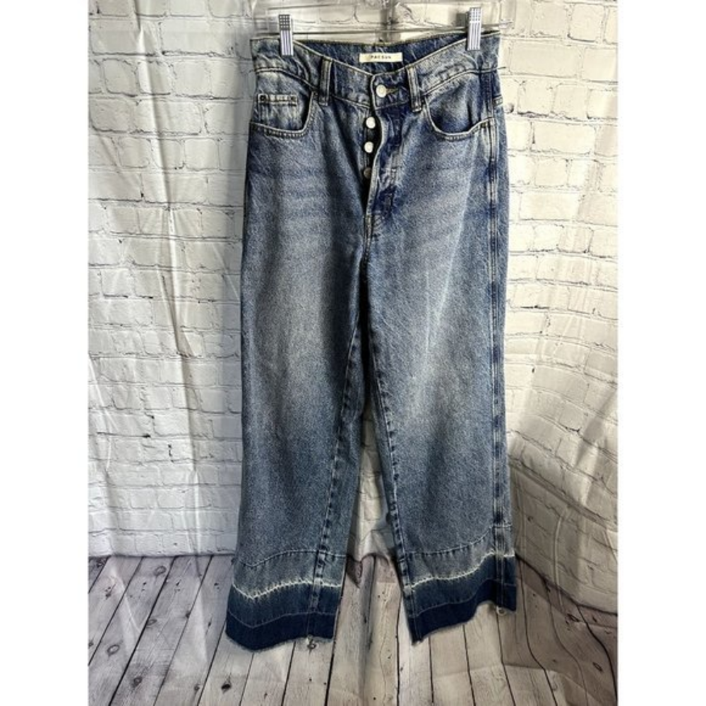 PACSUN LADIES BUTTONFLY BAGGY FIT JEAN WITH DARK HEM  SZ (25) GENTLY WORN     C-